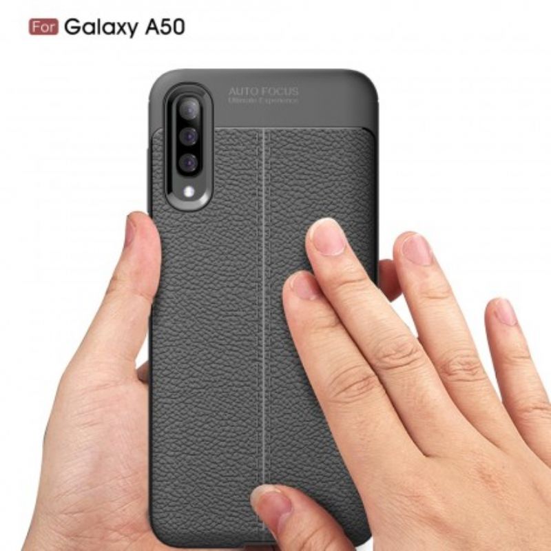 Cover Samsung Galaxy A50 Dobbelt Linje Litchi Lædereffekt