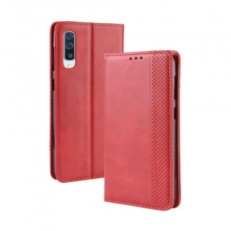 Cover Samsung Galaxy A50 Flip Cover Vintage Stiliseret Lædereffekt