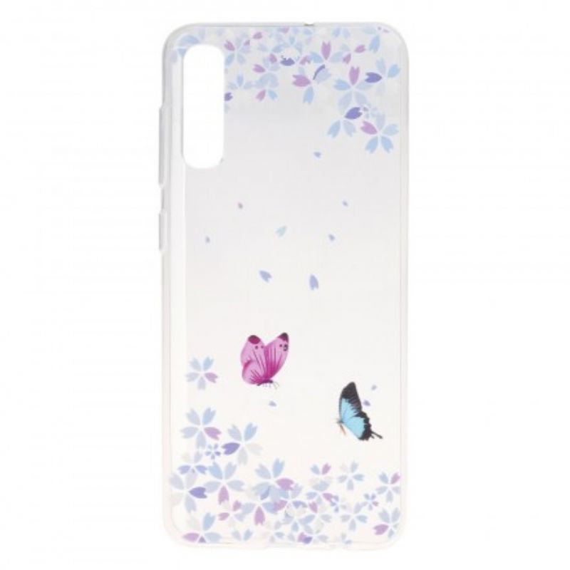 Cover Samsung Galaxy A50 Transparente Sommerfugle Og Blomster