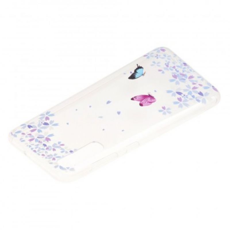 Cover Samsung Galaxy A50 Transparente Sommerfugle Og Blomster