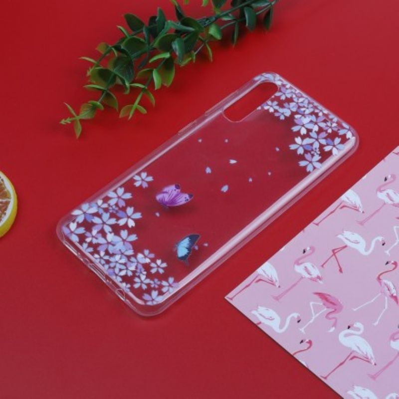 Cover Samsung Galaxy A50 Transparente Sommerfugle Og Blomster