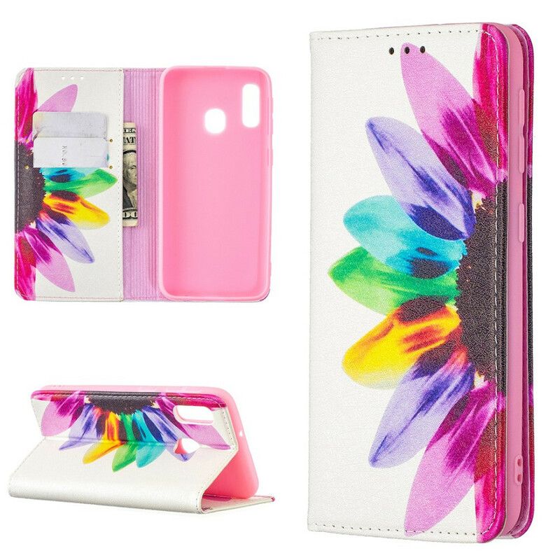 Cover Samsung Galaxy A20e Flip Cover Akvarelblomst