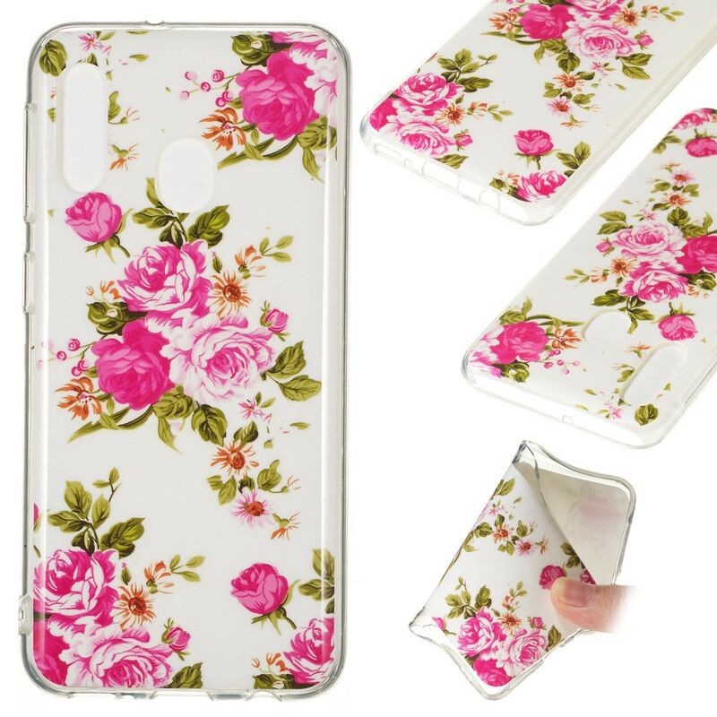 Cover Samsung Galaxy A20e Fluorescerende Frihedsblomster