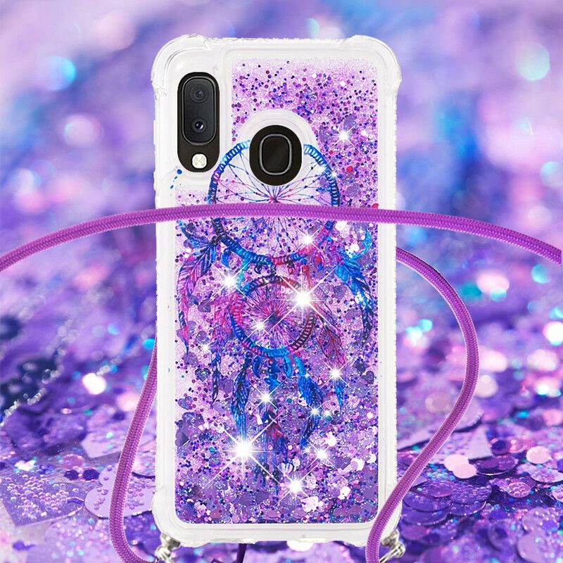 Cover Samsung Galaxy A20e Med Snor Med Pailletter Drawstring Dreamcatcher