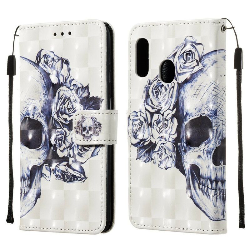 Flip Cover Samsung Galaxy A20e Blomsterskalle