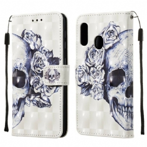 Flip Cover Samsung Galaxy A20e Blomsterskalle