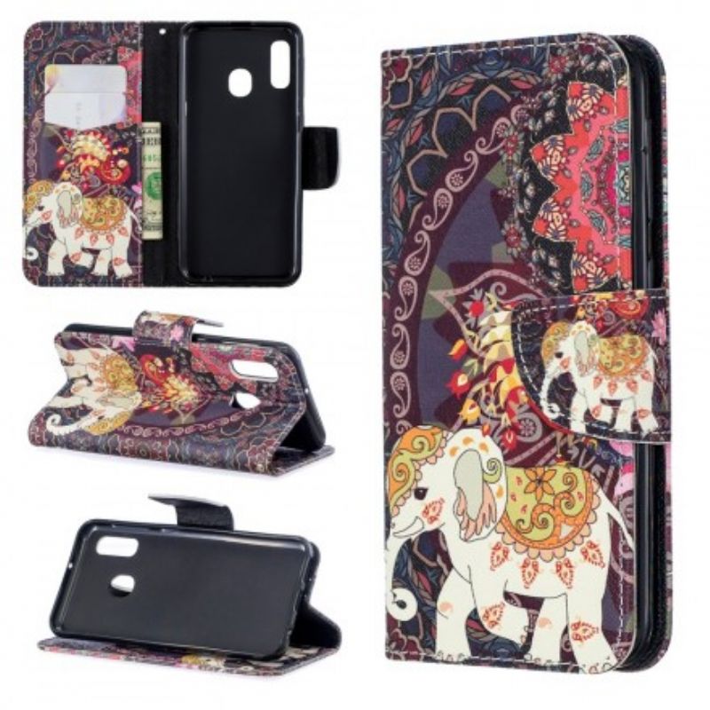 Flip Cover Samsung Galaxy A20e Etnisk Elefantmandala