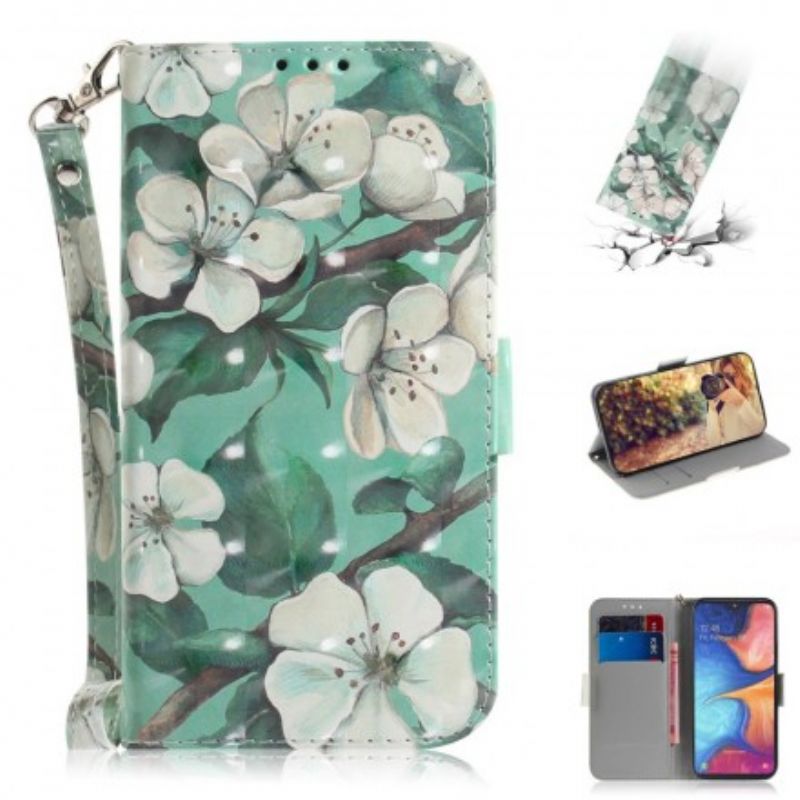 Flip Cover Samsung Galaxy A20e Med Snor Thong Blomstergren