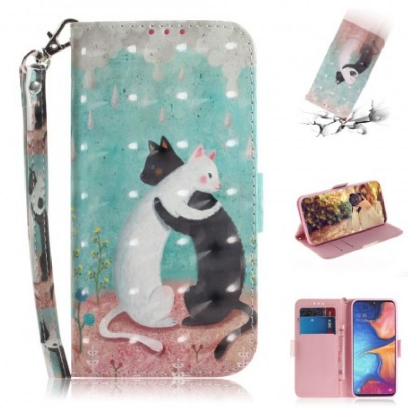 Flip Cover Samsung Galaxy A20e Med Snor Thong Cat Friends