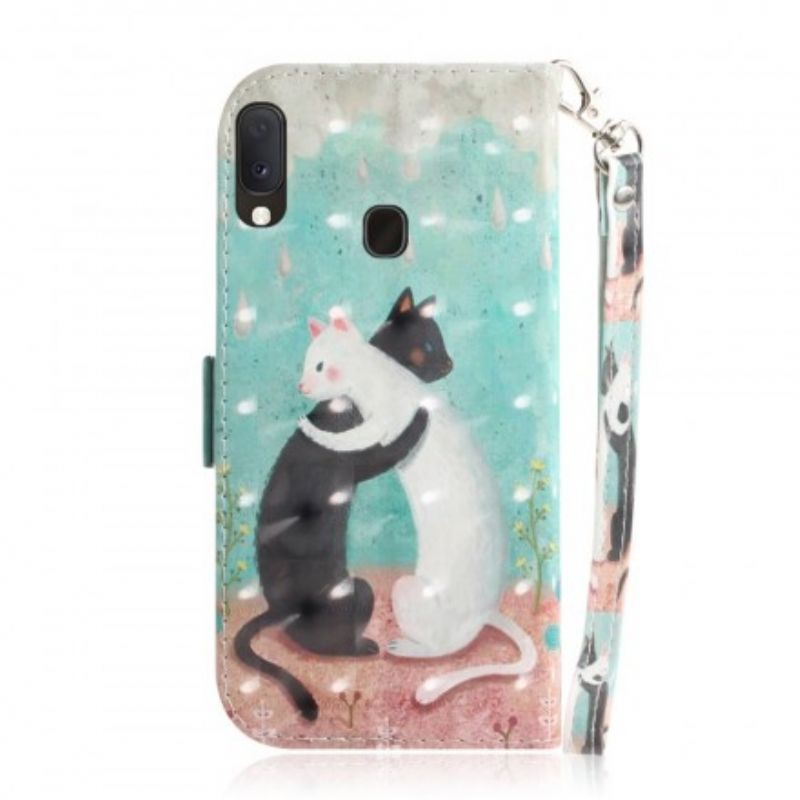 Flip Cover Samsung Galaxy A20e Med Snor Thong Cat Friends