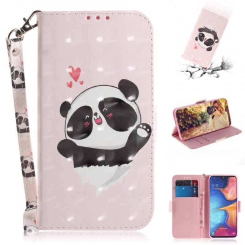 Flip Cover Samsung Galaxy A20e Med Snor Thong Panda Love