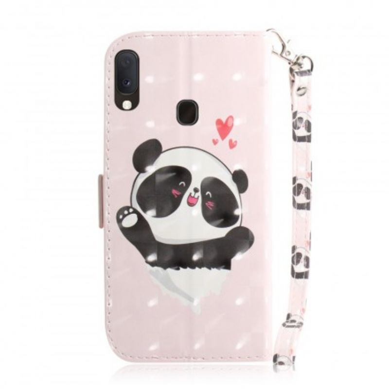 Flip Cover Samsung Galaxy A20e Med Snor Thong Panda Love