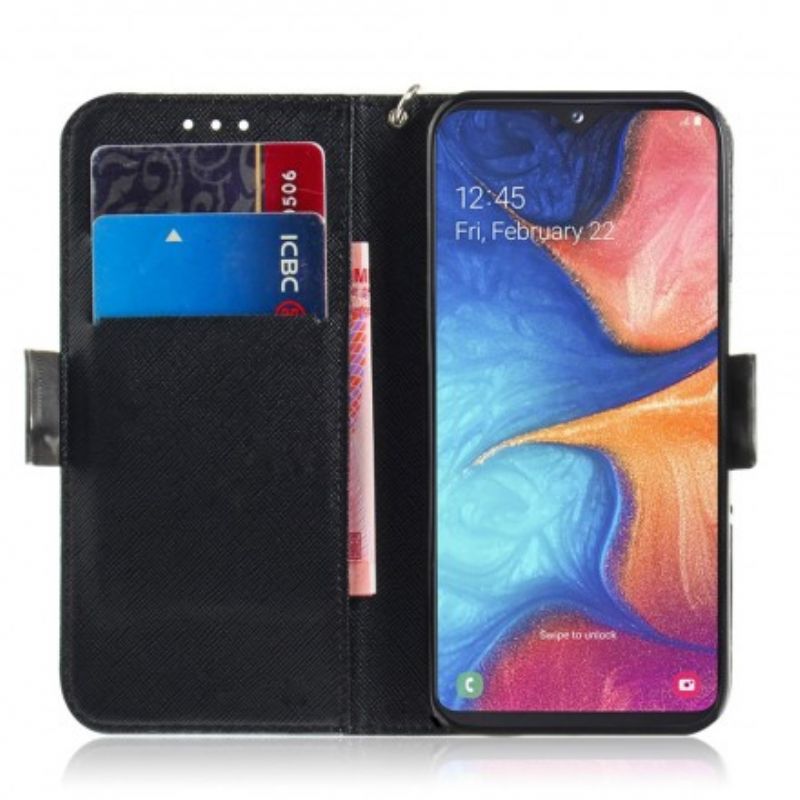 Flip Cover Samsung Galaxy A20e Med Snor Vred Panda Med Rem