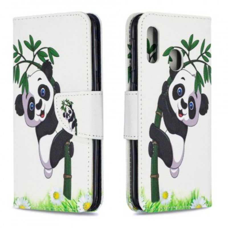 Flip Cover Samsung Galaxy A20e Panda På Bambus