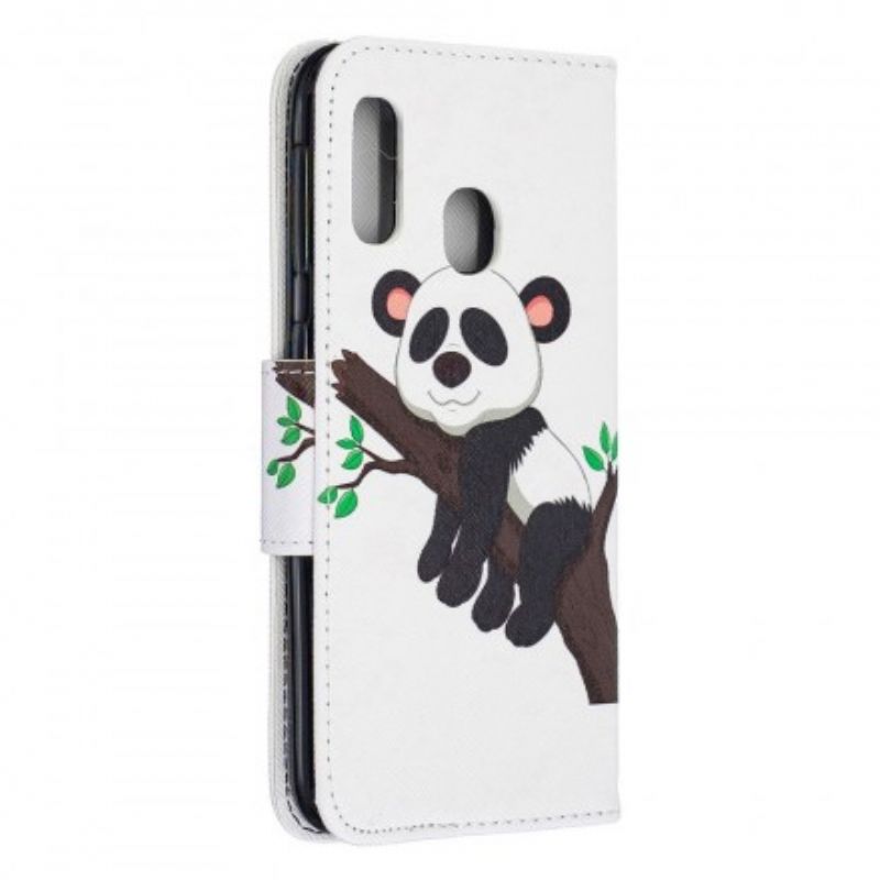 Læder Cover Samsung Galaxy A20e Dovne Panda