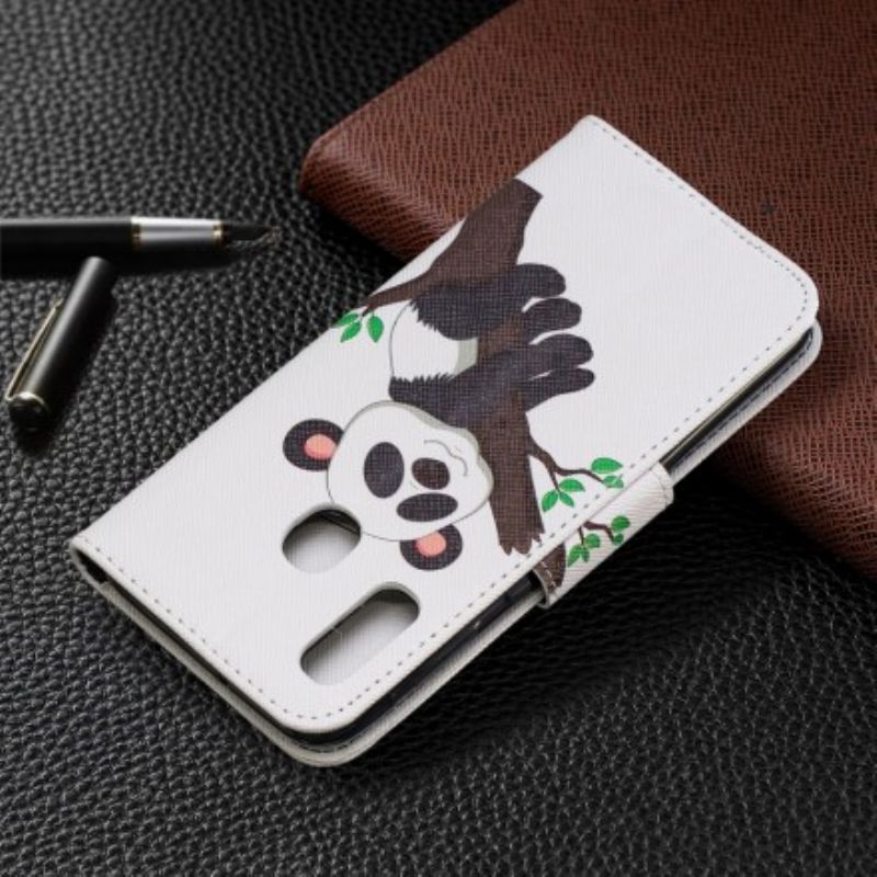 Læder Cover Samsung Galaxy A20e Dovne Panda