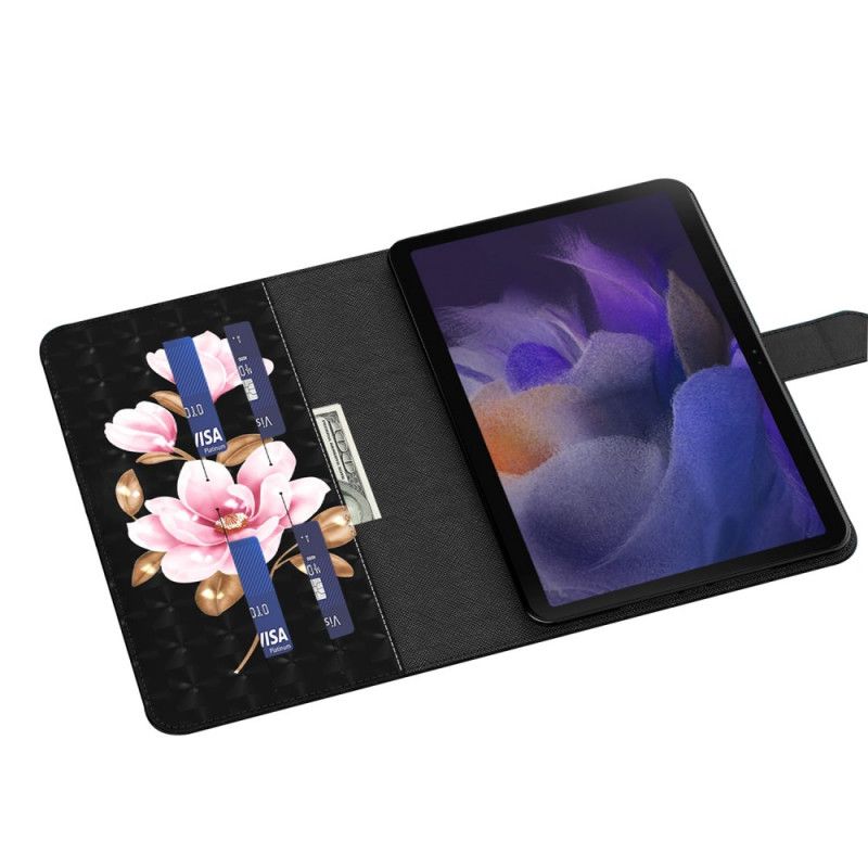 Flip Cover Samsung Galaxy Tab A8 Imiteret Læder Træblomster