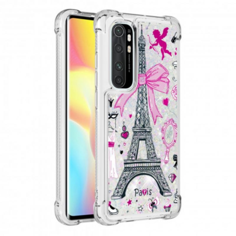 Cover Xiaomi Mi Note 10 Lite Eiffeltårnets Glitter