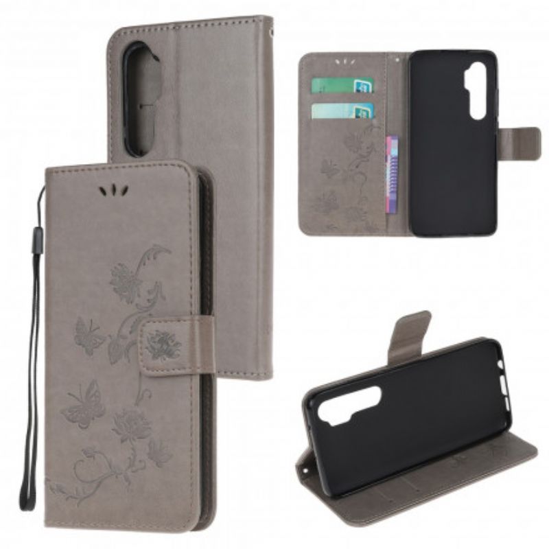 Flip Cover Xiaomi Mi Note 10 Lite Asiatiske Sommerfugle Og Blomster