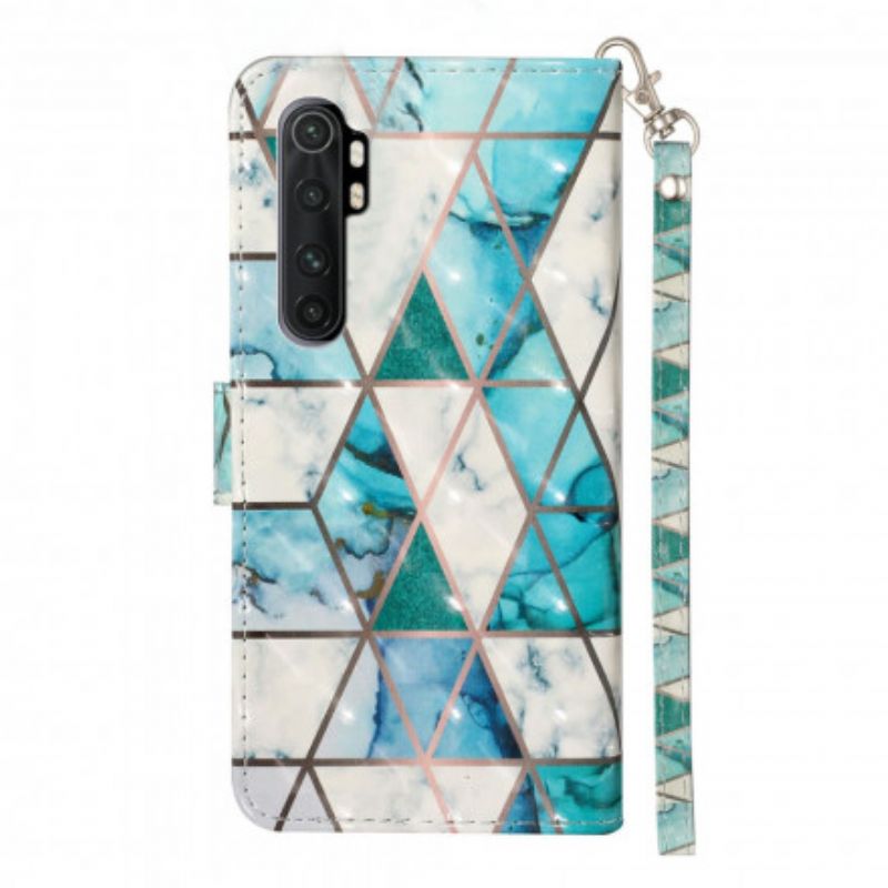 Flip Cover Xiaomi Mi Note 10 Lite Med Snor Marmorlysstrimmelpletter