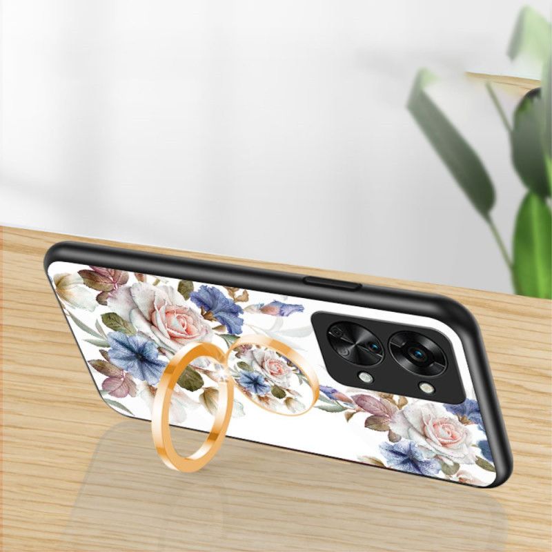 Cover OnePlus Nord 2T 5G Hærdet Glas Blomster Ring Diamanter