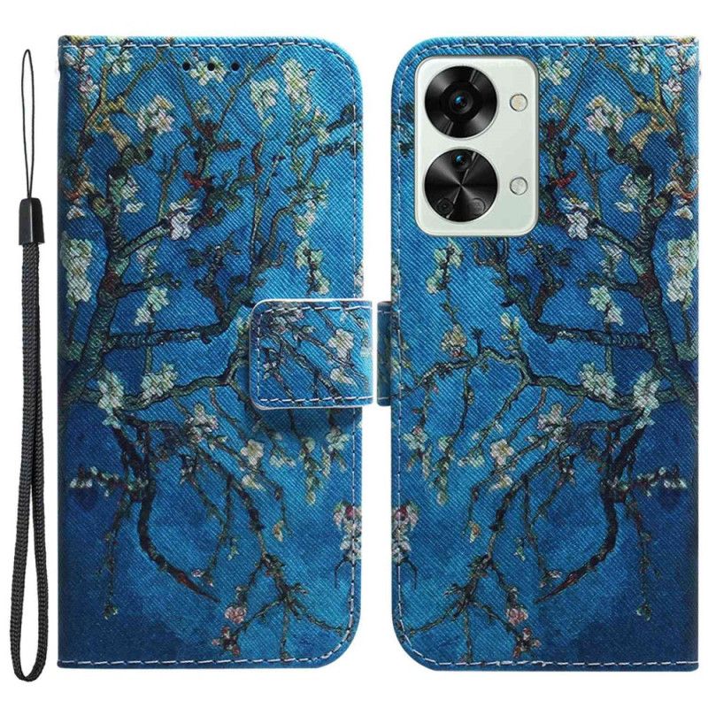 Flip Cover OnePlus Nord 2T 5G Med Snor Aprikosrem Blomster