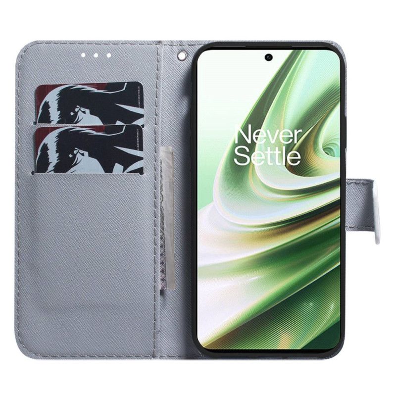 Flip Cover OnePlus Nord 2T 5G Med Snor Aprikosrem Blomster