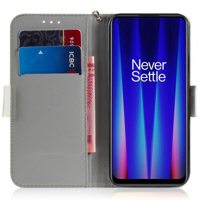 Flip Cover OnePlus Nord 2T 5G Med Snor Påfuglremskrone