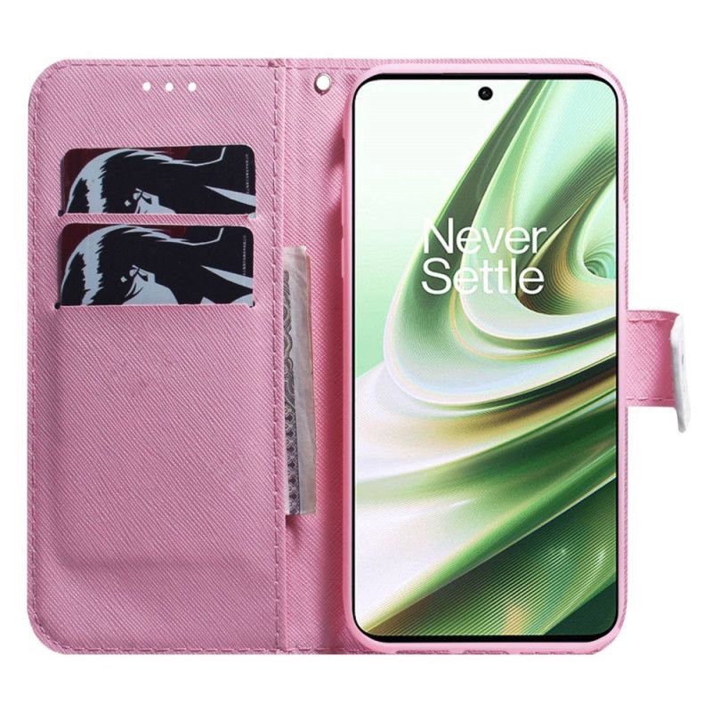 Flip Cover OnePlus Nord 2T 5G Med Snor Pink Strop Blomst