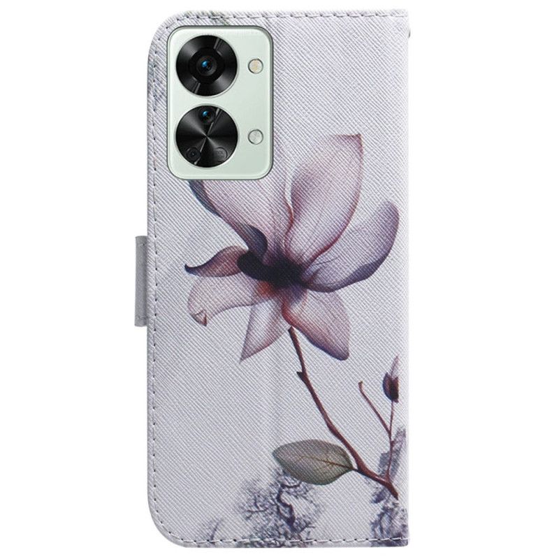 Flip Cover OnePlus Nord 2T 5G Med Snor Pink Strop Blomst