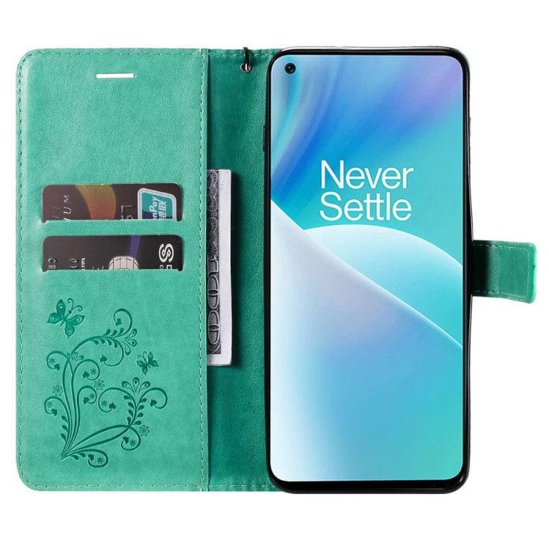 Flip Cover OnePlus Nord 2T 5G Med Snor Sommerfugle Med Snorkortholder