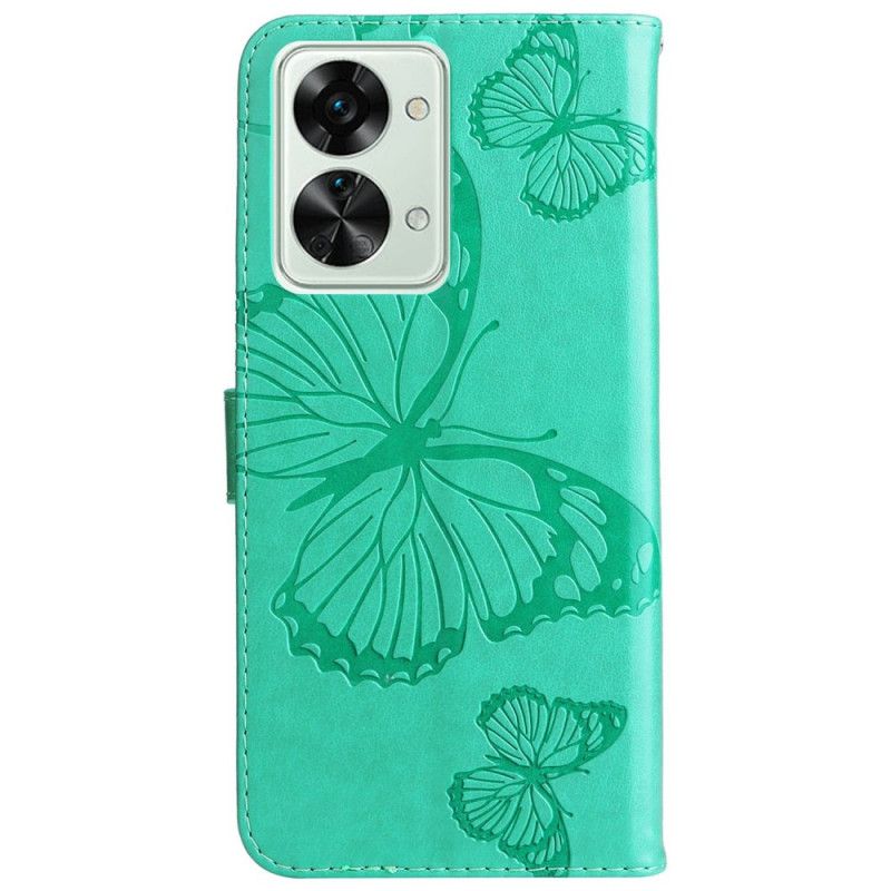 Flip Cover OnePlus Nord 2T 5G Med Snor Sommerfugle Med Snorkortholder