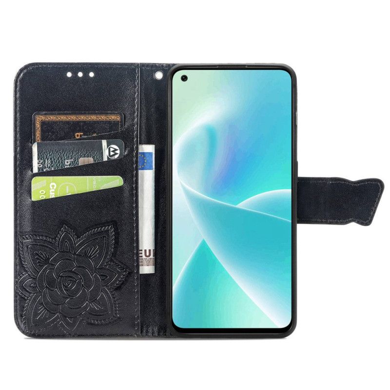 Flip Cover OnePlus Nord 2T 5G Med Snor Sommerfuglestrop Kortholder