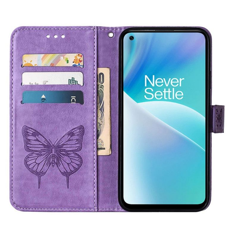 Flip Cover OnePlus Nord 2T 5G Med Snor Strap Art Sommerfugl