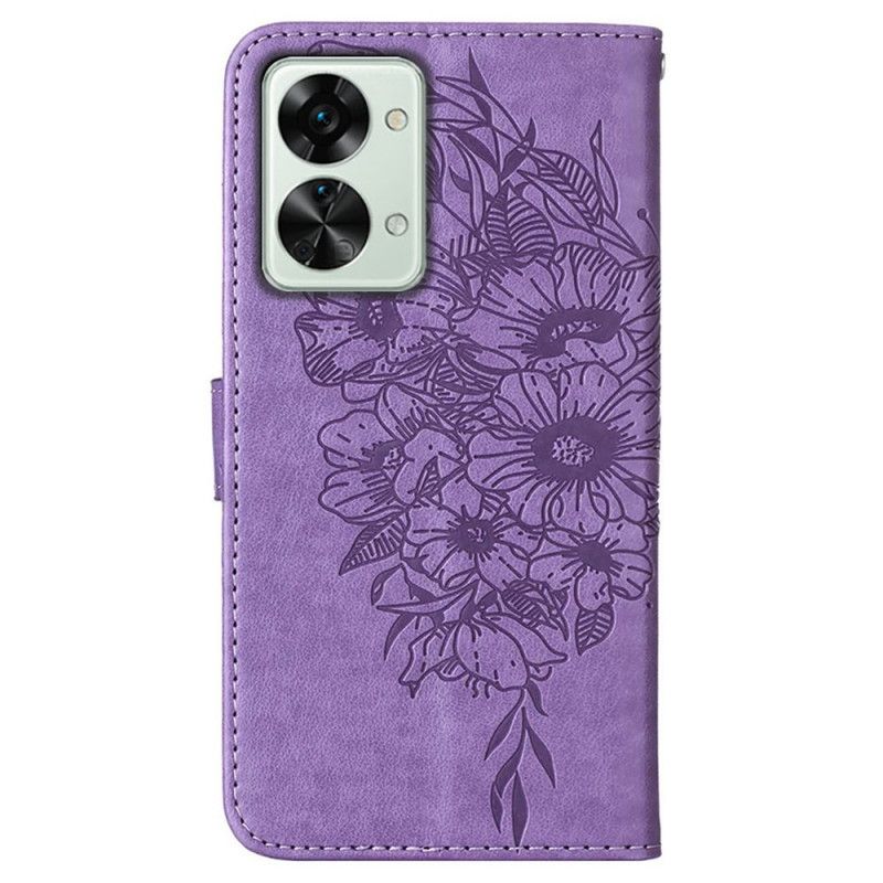 Flip Cover OnePlus Nord 2T 5G Med Snor Strap Art Sommerfugl