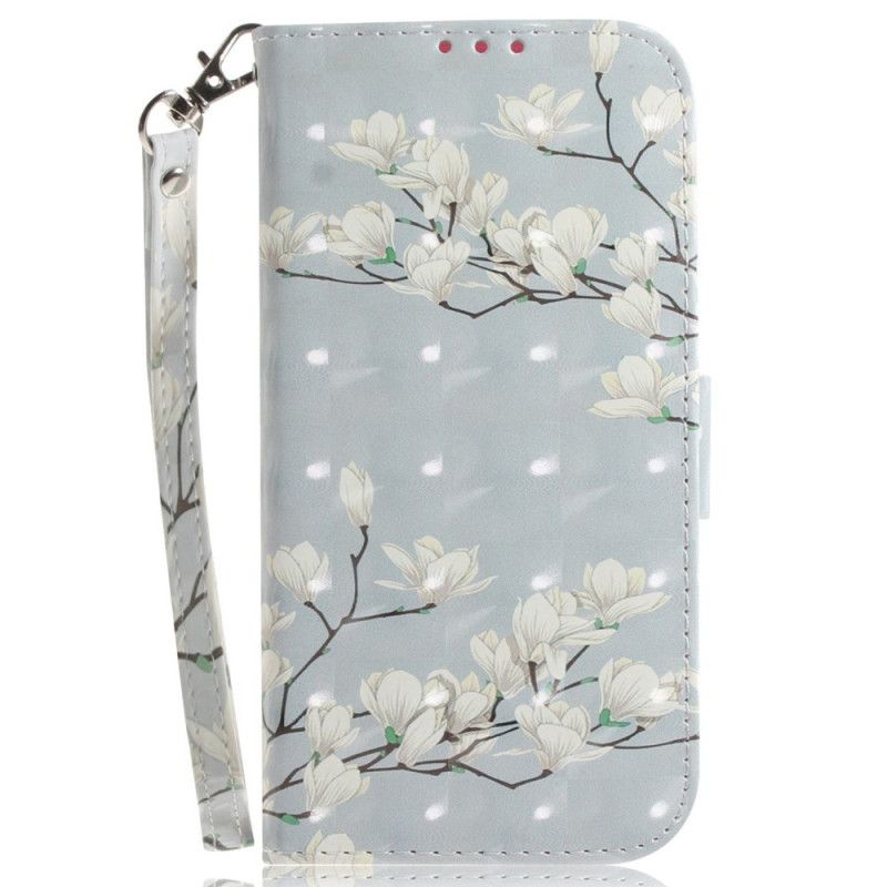 Flip Cover OnePlus Nord 2T 5G Med Snor Thong Magnolia Blomster