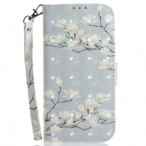 Flip Cover OnePlus Nord 2T 5G Med Snor Thong Magnolia Blomster