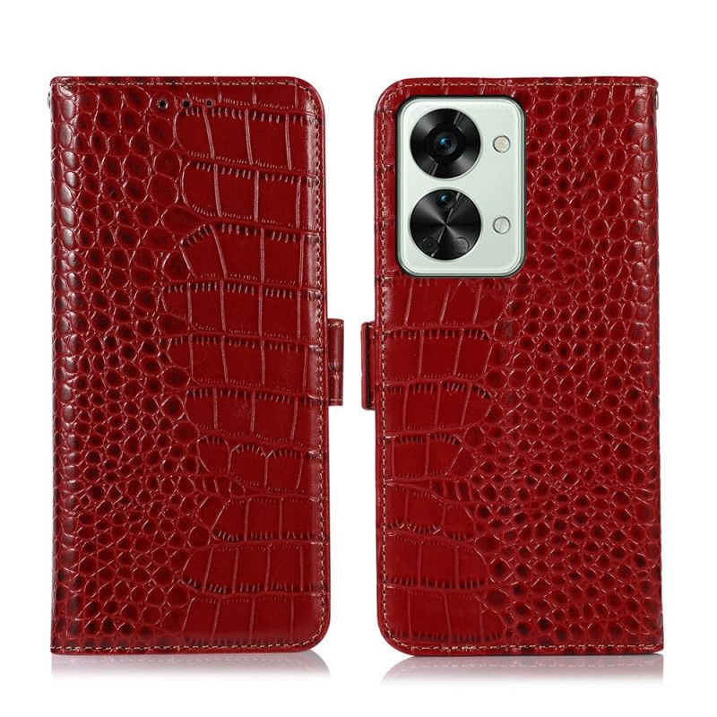 Læder Cover OnePlus Nord 2T 5G Ægte Rfid Crocodile Style Læder