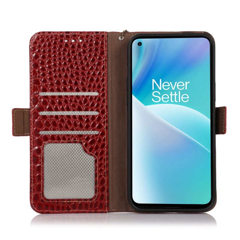 Læder Cover OnePlus Nord 2T 5G Ægte Rfid Crocodile Style Læder