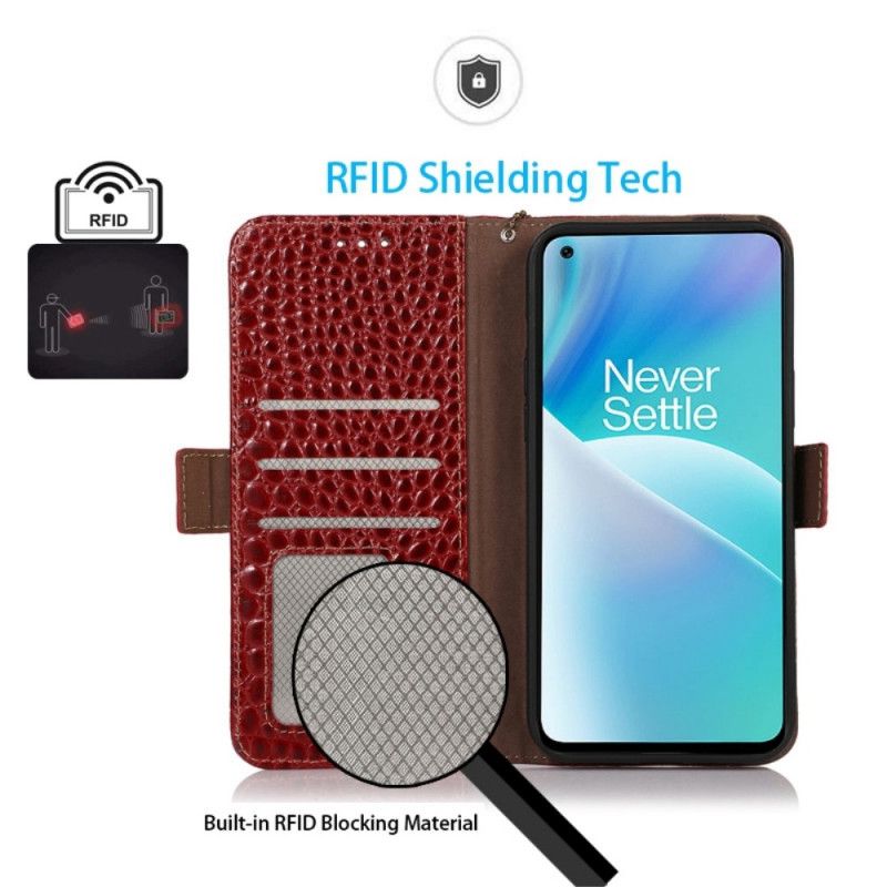 Læder Cover OnePlus Nord 2T 5G Ægte Rfid Crocodile Style Læder