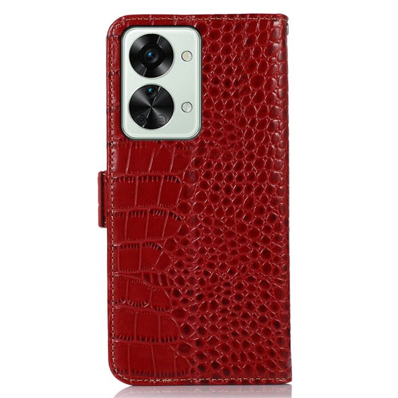 Læder Cover OnePlus Nord 2T 5G Ægte Rfid Crocodile Style Læder