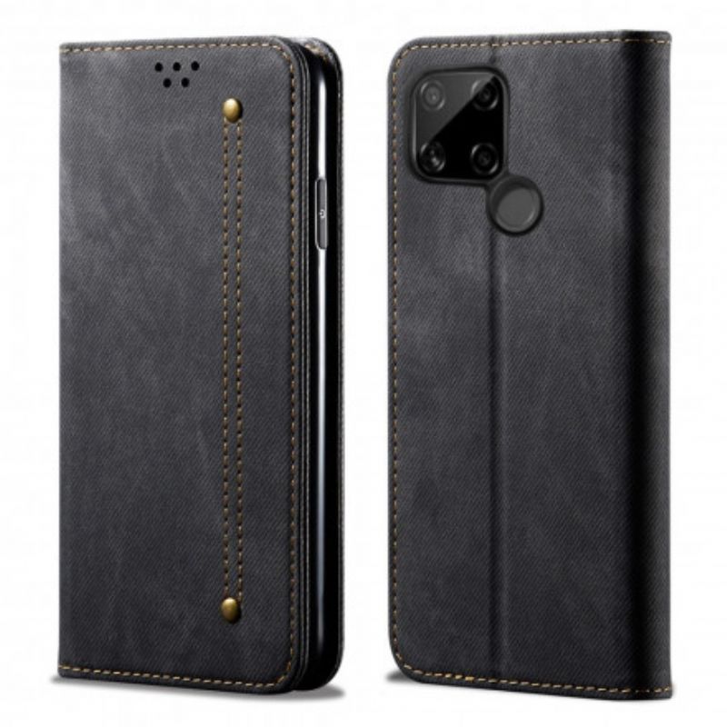 Cover Realme C21 Flip Cover Imiteret Læder Jeans Tekstur