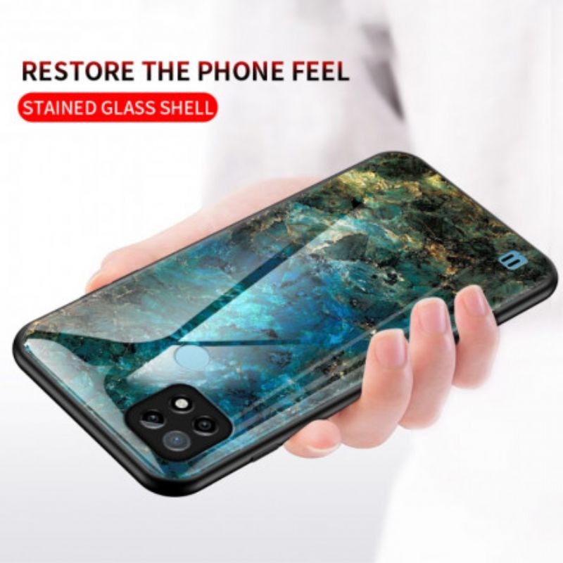 Cover Realme C21 Marmorfarver Hærdet Glas