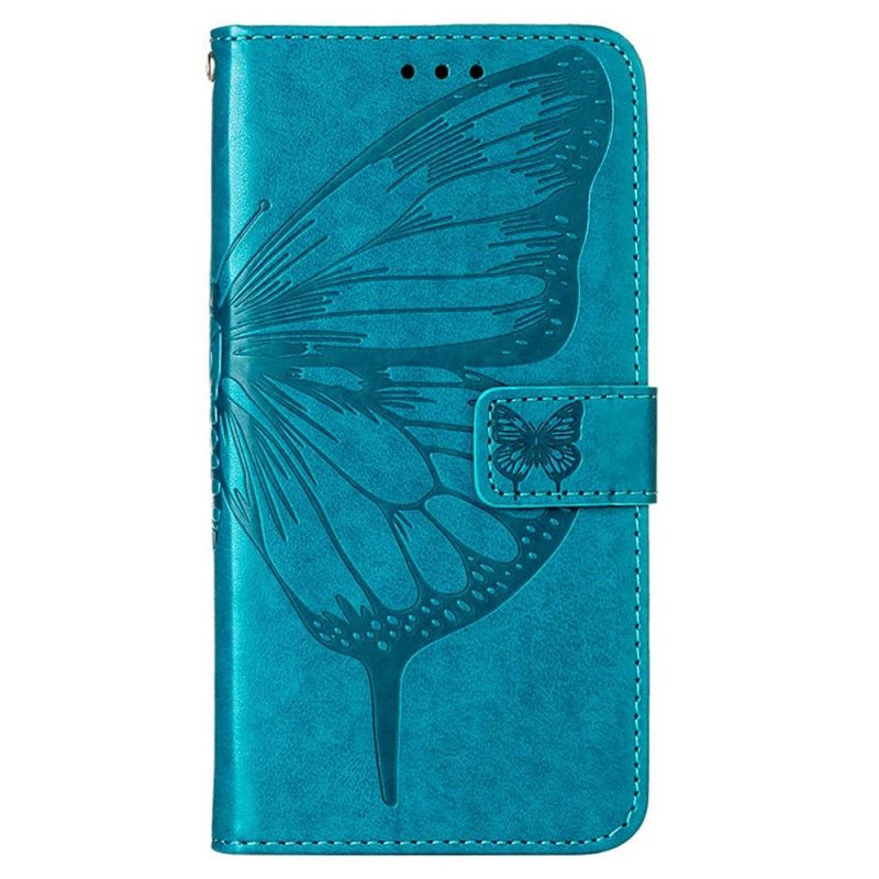 Læder Cover OnePlus Nord CE 2 Lite 5G Med Snor Strap Art Sommerfugl