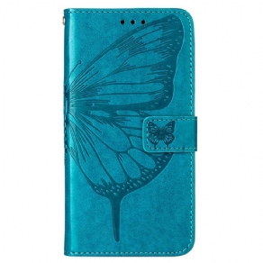 Læder Cover OnePlus Nord CE 2 Lite 5G Med Snor Strap Art Sommerfugl