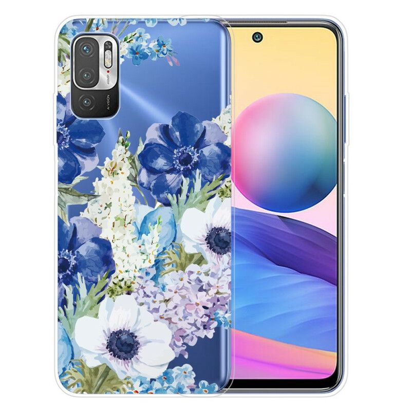 Cover Xiaomi Redmi Note 10 5G / Poco M3 Pro 5G Akvarel Blå Blomster