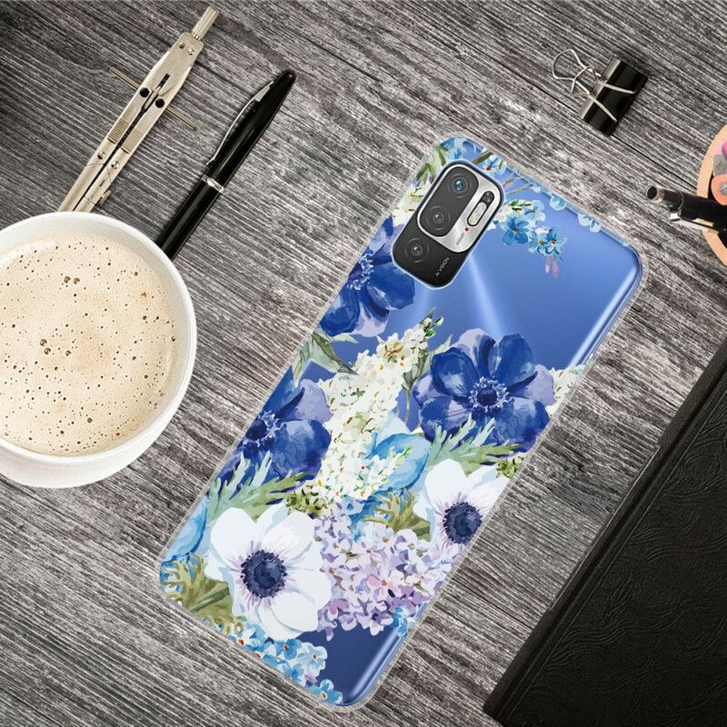 Cover Xiaomi Redmi Note 10 5G / Poco M3 Pro 5G Akvarel Blå Blomster