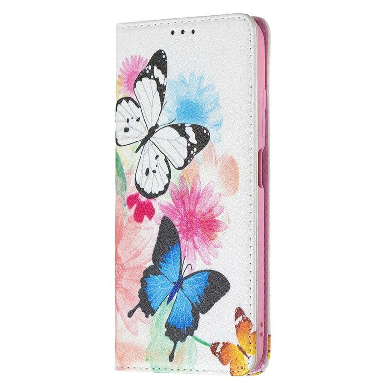 Cover Xiaomi Redmi Note 10 5G / Poco M3 Pro 5G Flip Cover Farverige Sommerfugle