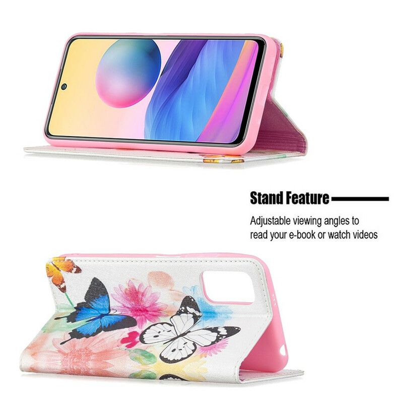 Cover Xiaomi Redmi Note 10 5G / Poco M3 Pro 5G Flip Cover Farverige Sommerfugle