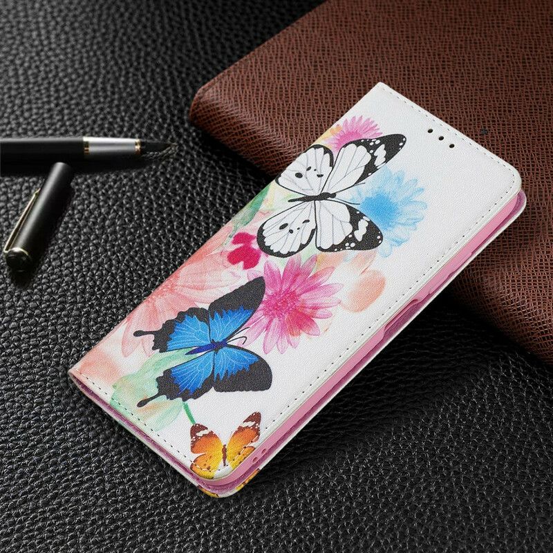 Cover Xiaomi Redmi Note 10 5G / Poco M3 Pro 5G Flip Cover Farverige Sommerfugle